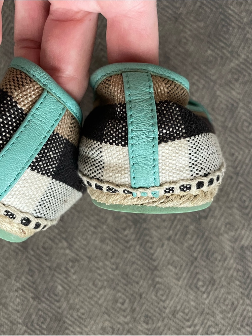 Burberry Youth Striped Canvas Espadrilles Turquoise size 32/youth 1 - Picture 5 of 5